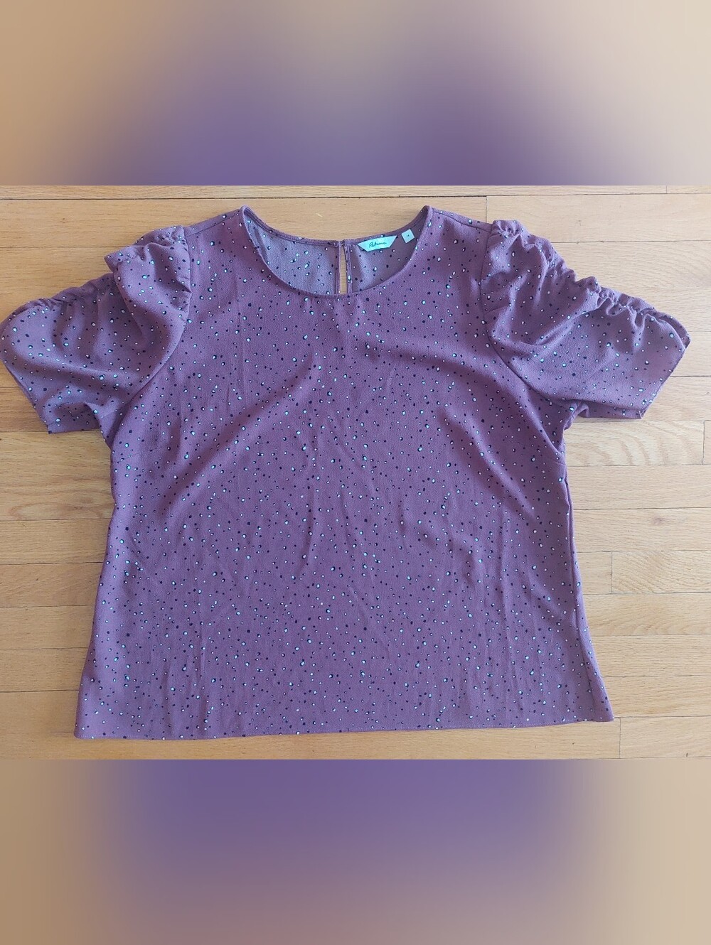 Reitmans Mauve Dot Puff-Sleeve Blouse